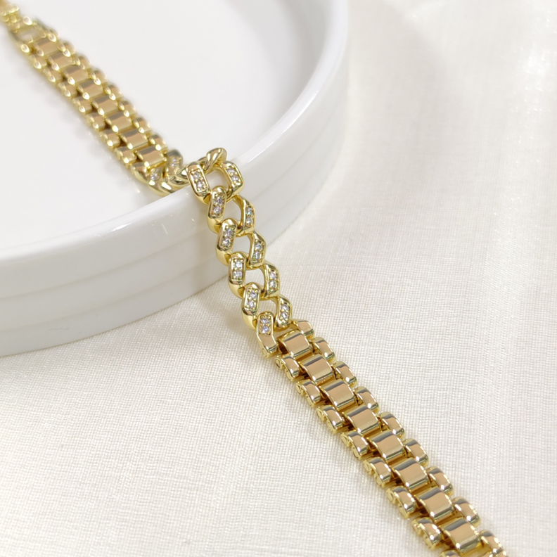 XUPING 9 MM BAGET TAŞLI GURMET KORDON BİLEKLİK GOLD 17+2 CM