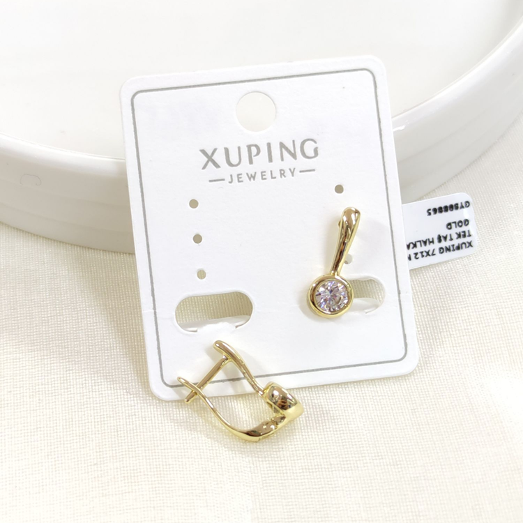 XUPING 7X12 MM SIVAMA TEK TAŞ HALKA KÜPE GOLD