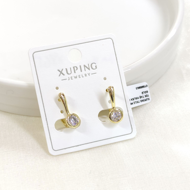 XUPING 7X12 MM SIVAMA TEK TAŞ HALKA KÜPE GOLD