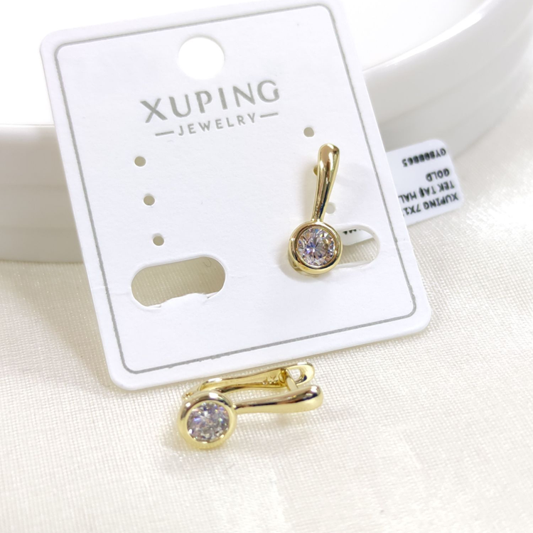 XUPING 7X12 MM SIVAMA TEK TAŞ HALKA KÜPE GOLD
