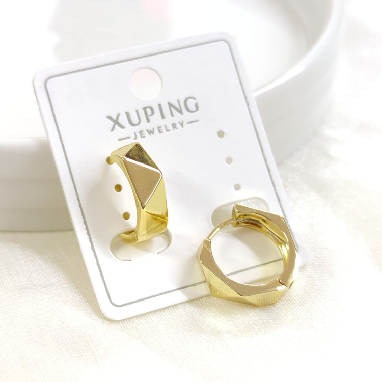 XUPING 13X6 MM KÖŞELİ DETAY HALKA KÜPE GOLD