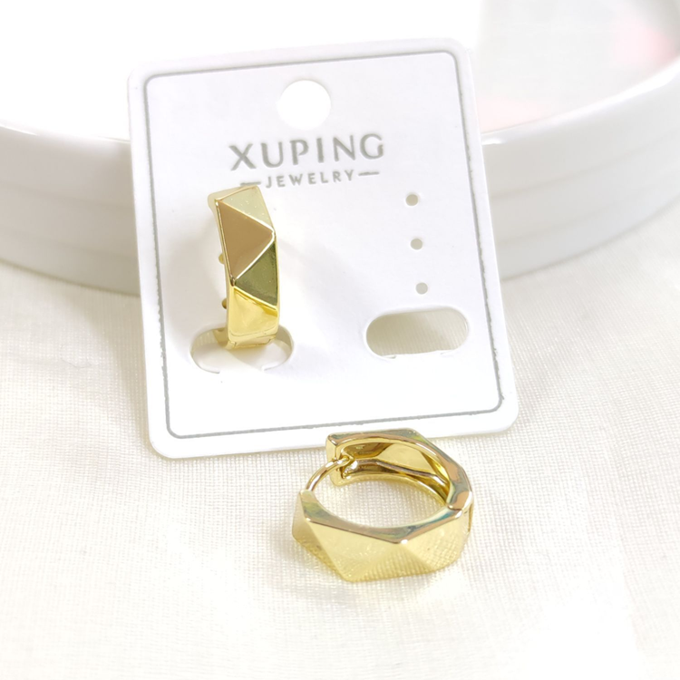 XUPING 13X6 MM KÖŞELİ DETAY HALKA KÜPE GOLD