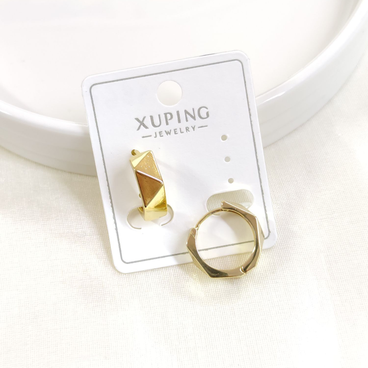 XUPING 13X6 MM KÖŞELİ DETAY HALKA KÜPE GOLD