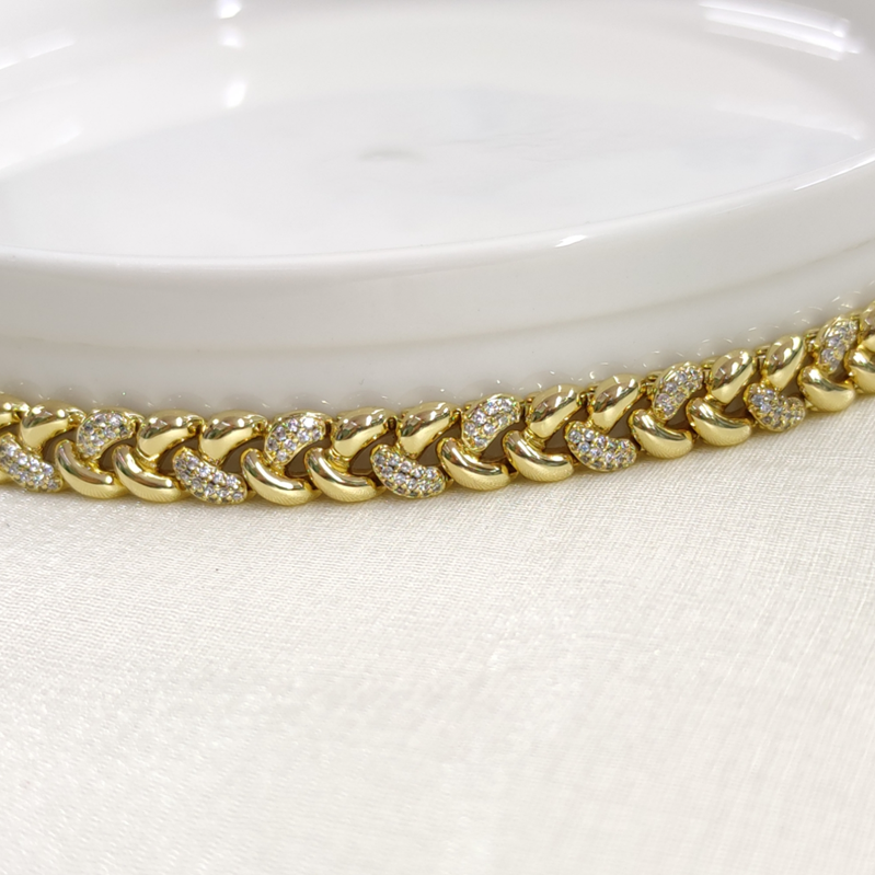 XUPING 9 MM TAŞLI ÖRGÜ BİLEKLİK GOLD 17+2CM
