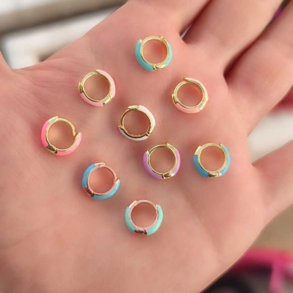 ROSE 8 MM MİNELİ - TEK - HALKA GÜMÜŞ KÜPE SU YEŞİLİ - STD