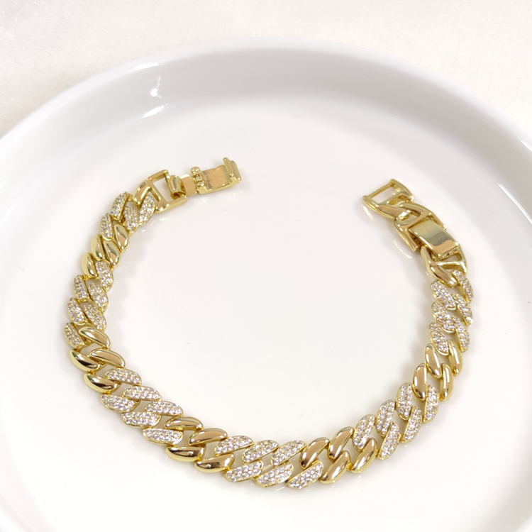 XUPING BOMBELİ YASSI TAŞLI GURMET BİLEKLİK GOLD 17CM+2