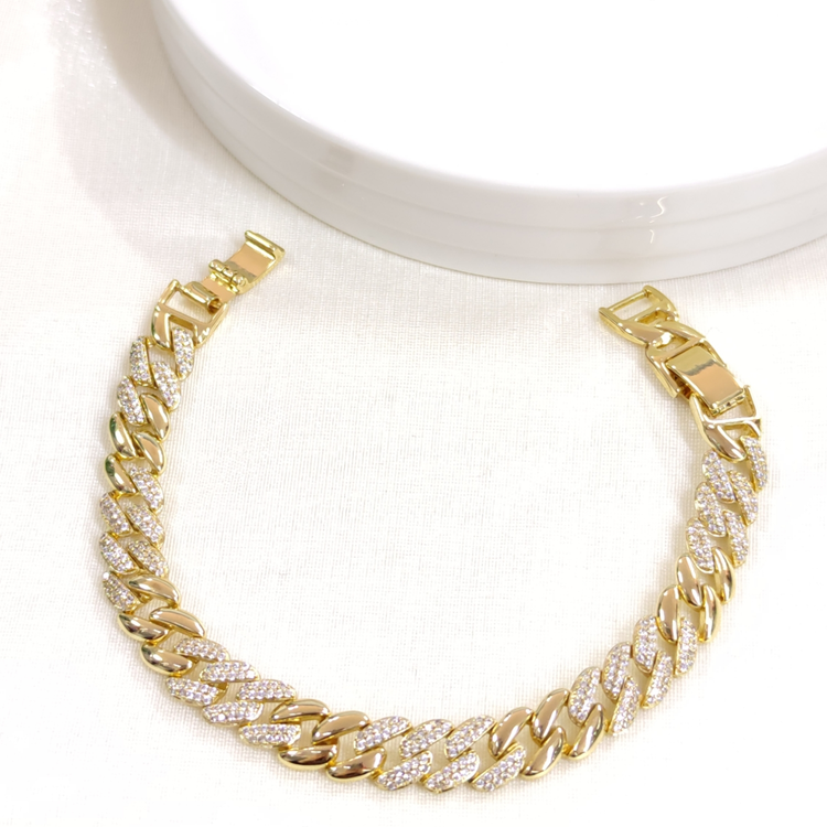 XUPING BOMBELİ YASSI TAŞLI GURMET BİLEKLİK GOLD 17CM+2