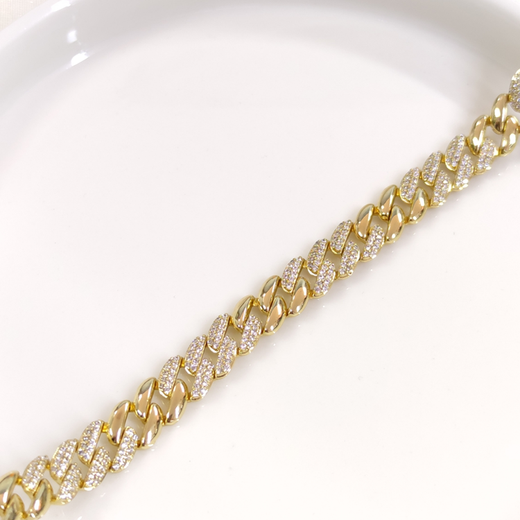 XUPING BOMBELİ YASSI TAŞLI GURMET BİLEKLİK GOLD 17CM+2