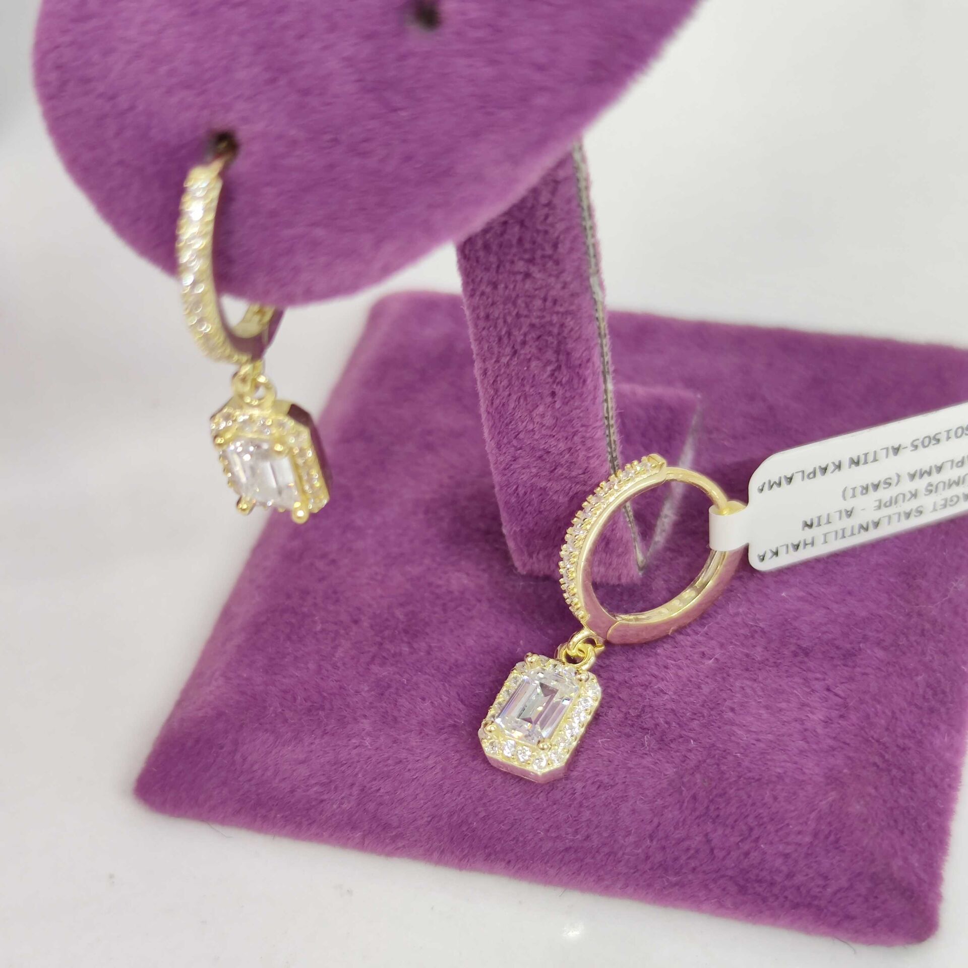 BAGET SALLANTILI HALKA GÜMÜŞ KÜPE ALTIN SARI - STD