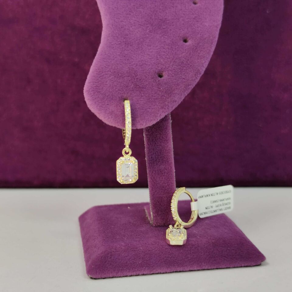 BAGET SALLANTILI HALKA GÜMÜŞ KÜPE ALTIN SARI - STD