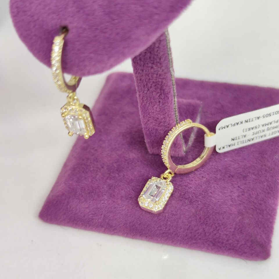 BAGET SALLANTILI HALKA GÜMÜŞ KÜPE ALTIN SARI - STD