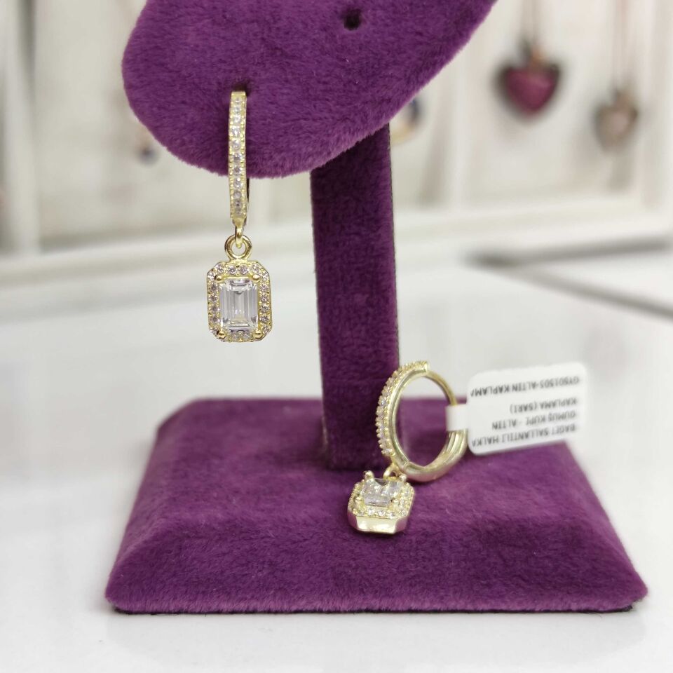 BAGET SALLANTILI HALKA GÜMÜŞ KÜPE ALTIN SARI - STD