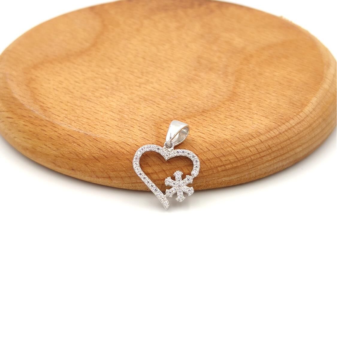 KALP KAR TANESİ GÜMÜŞ KOLYE UCU RODYUM BEYAZ - STD