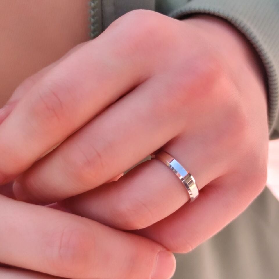 3 MM KLASİK KESİKLİ DÜZ GÜMÜŞ ALYANS 22 - RODYUM BEYAZ