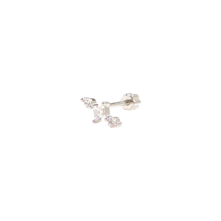 TAŞLI KARE GÜMÜŞ TRAGUS PIERCING