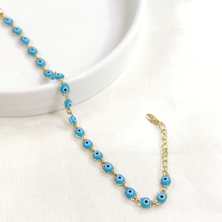 XUPING MAVİ NAZAR BONCUKLU BİLEKLİK GOLD 18+3 CM
