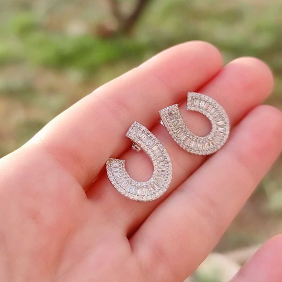 PIRLANTA MONTÜR ABİYE GÜMÜŞ KÜPE RODYUM BEYAZ - STD