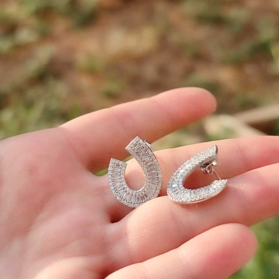 PIRLANTA MONTÜR ABİYE GÜMÜŞ KÜPE RODYUM BEYAZ - STD