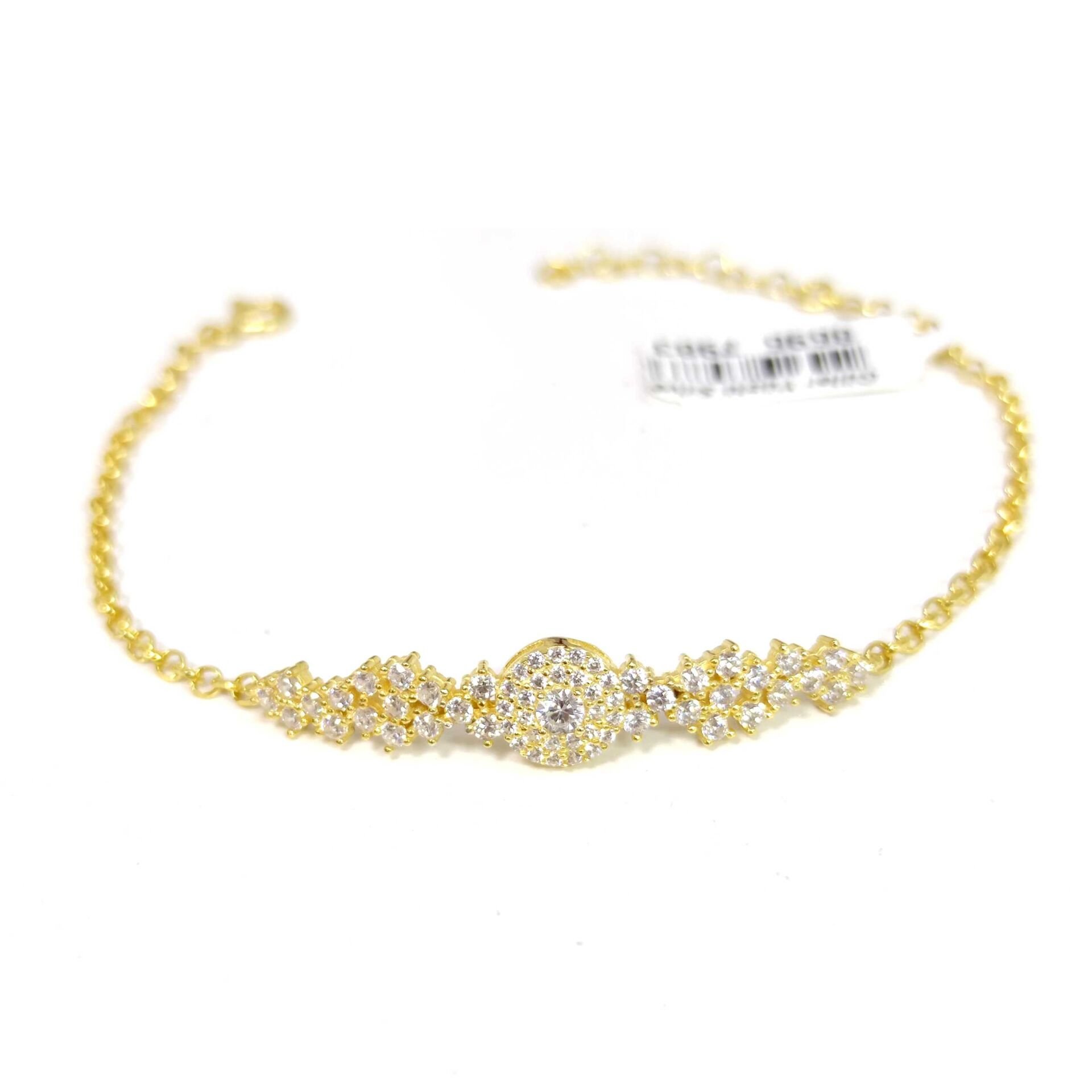 ZİRKON TAŞLI ZARİF GÜMÜŞ BİLEKLİK ALTIN SARI - STD