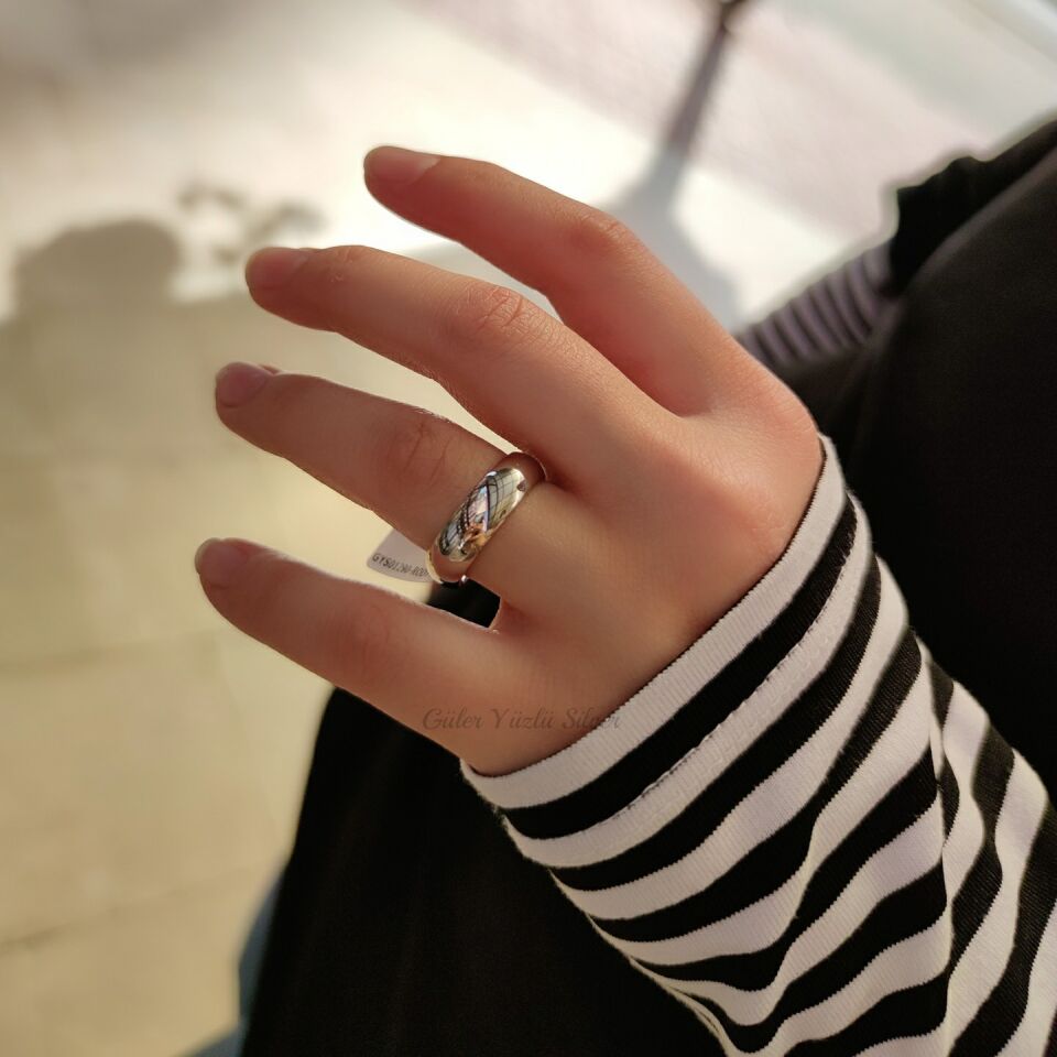 6 MM BOMBELİ DÜZ SADE ALYANS RODYUM BEYAZ - 20