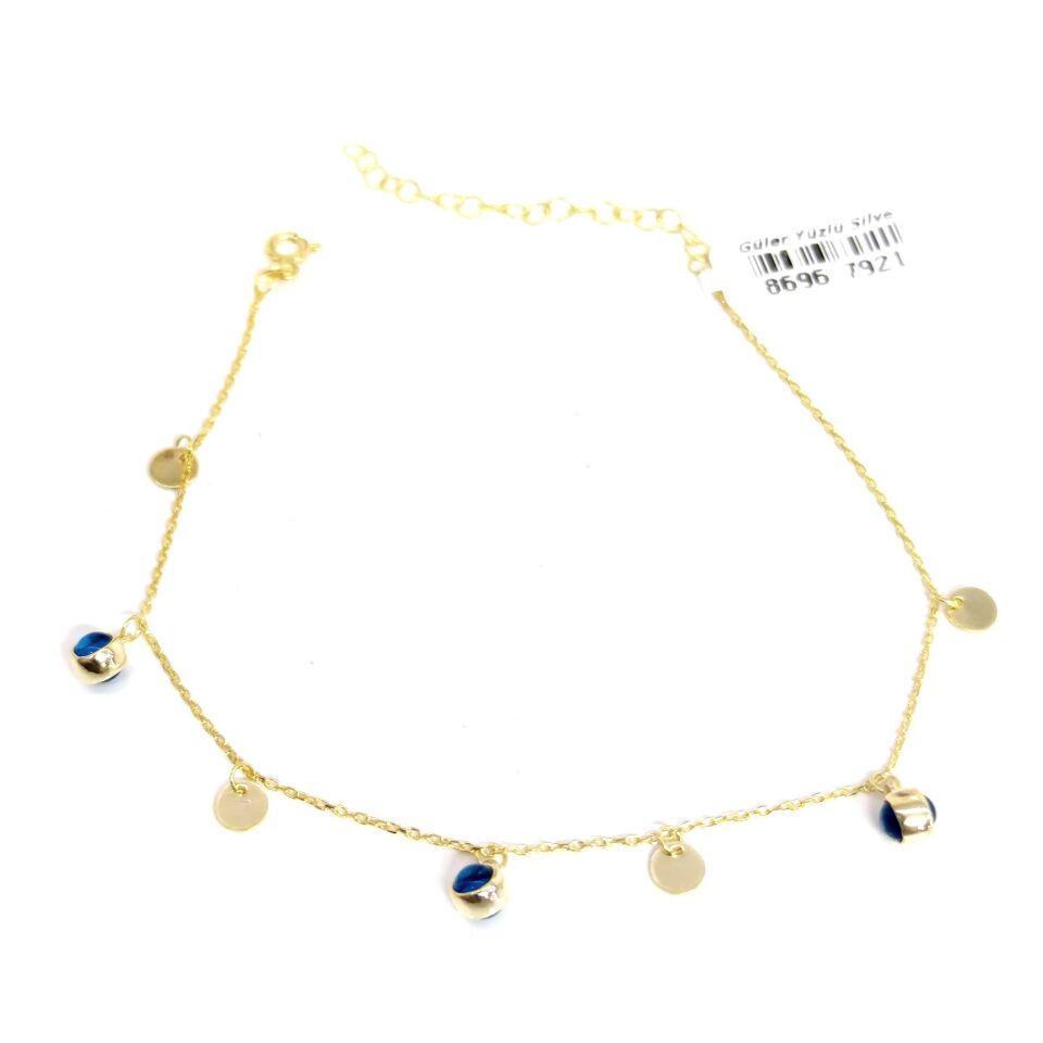 CAM GÖZ PUL SALLANTILI GÜMÜŞ HALHAL ALTIN SARI - STD