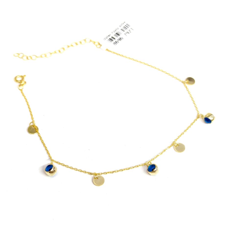 CAM GÖZ PUL SALLANTILI GÜMÜŞ HALHAL ALTIN SARI - STD