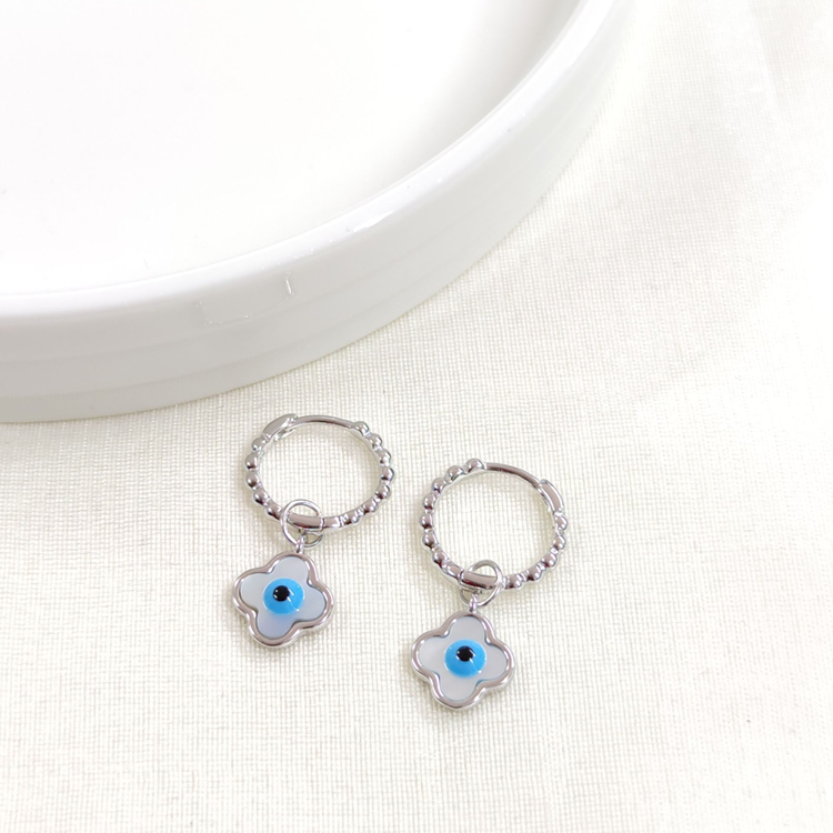 İTHAL SEDEF NAZAR BONCUKLU 12 MM GÜMÜŞ HALKA KÜPE