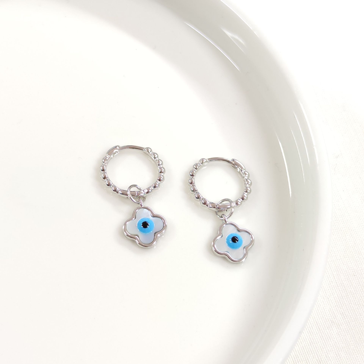 İTHAL SEDEF NAZAR BONCUKLU 12 MM GÜMÜŞ HALKA KÜPE