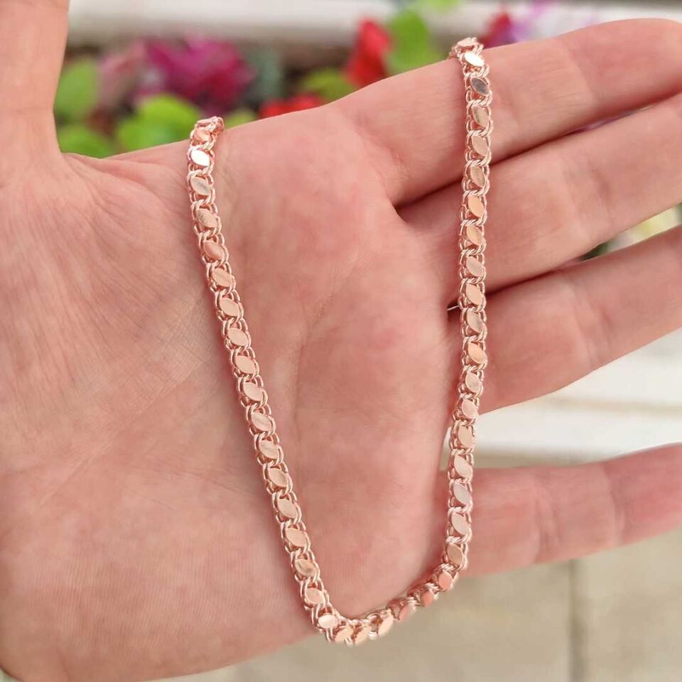 55 CM ARPA GÜMÜŞ ZİNCİR ROSE BAKIR - STD