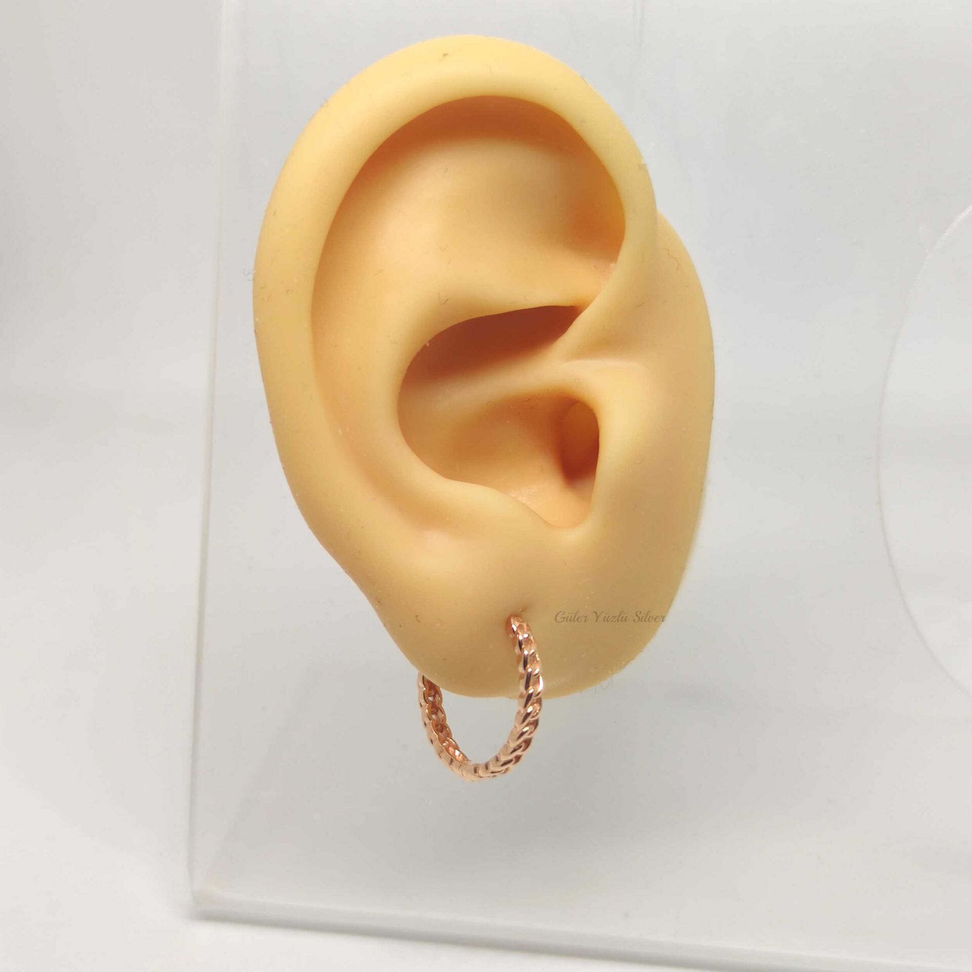 15 MM ZİNCİR DESEN HALKA GÜMÜŞ KÜPE ROSE BAKIR - STD