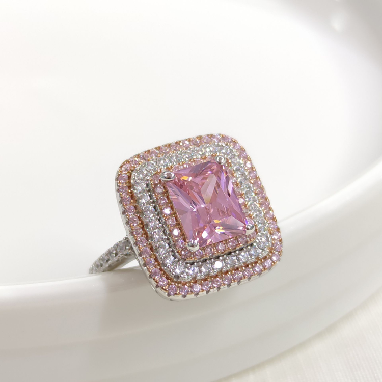 İTHAL PEMBE ZİRKON BAGET GÜMÜŞ YÜZÜK