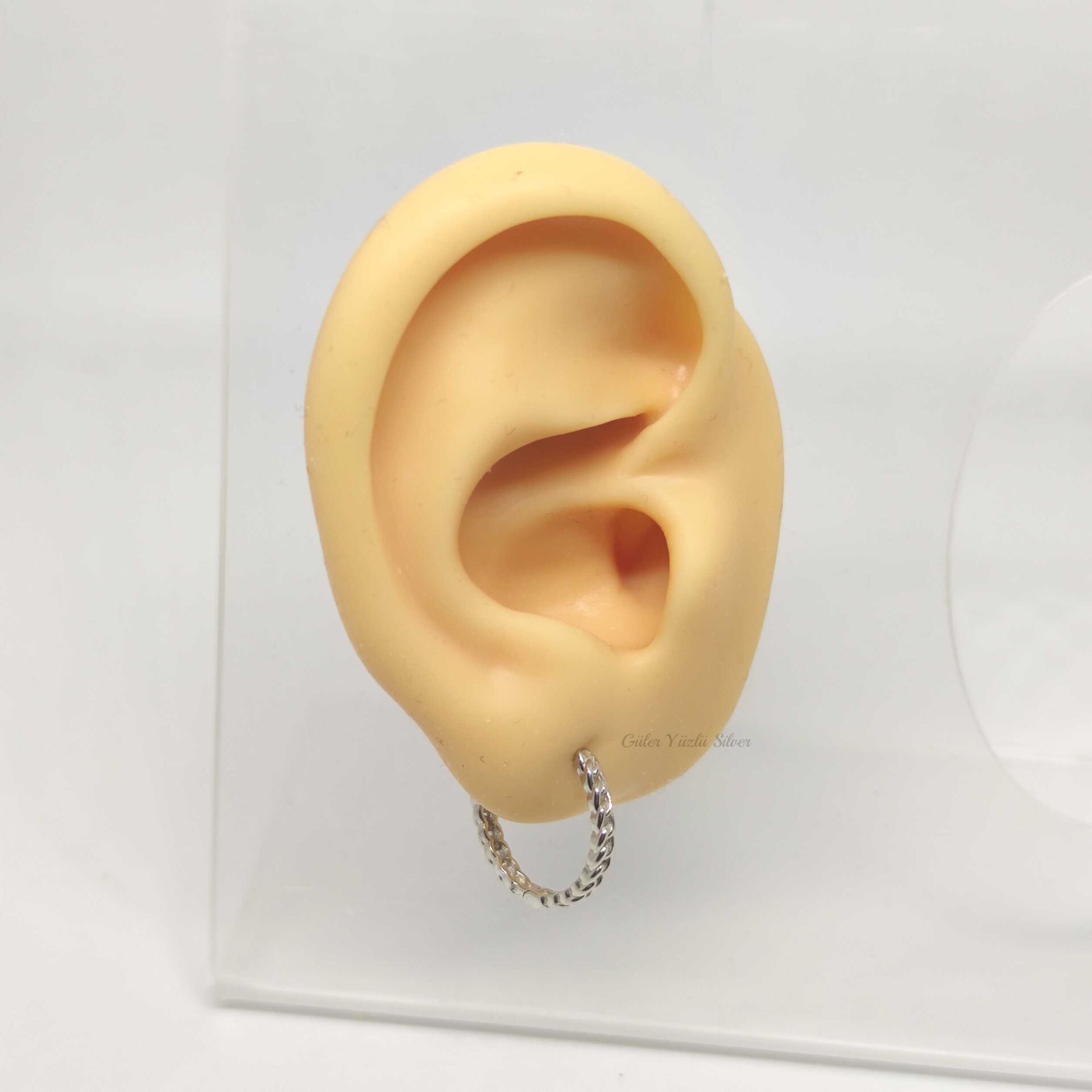 15 MM ZİNCİR DESEN HALKA GÜMÜŞ KÜPE RODYUM BEYAZ - STD