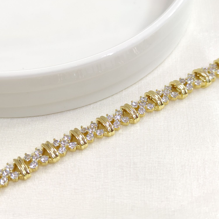 XUPING 6 MM TAŞLI ÇİÇEK BİLEKLİK GOLD 17+2 CM