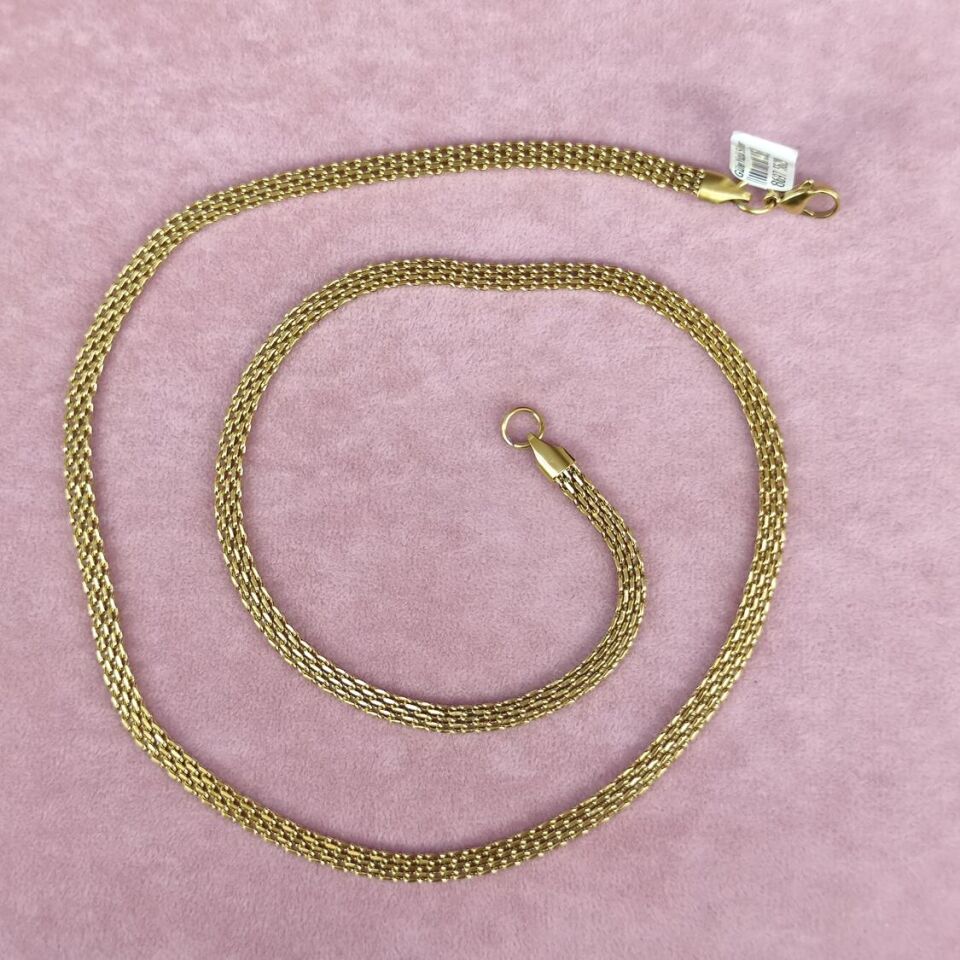 60 CM HASIR 3 MM ÇELİK ZİNCİR ALTIN KAPLAMA