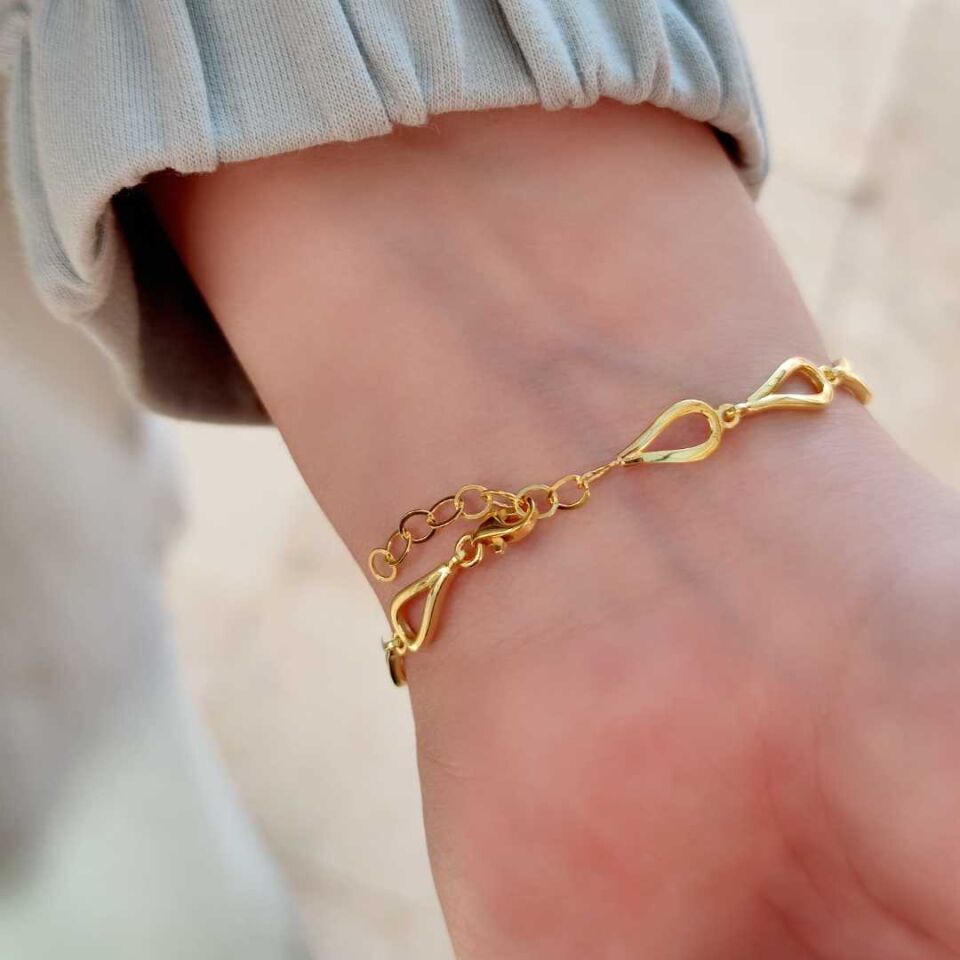 KELEBEK GÜMÜŞ BİLEKLİK ALTIN SARI - STD