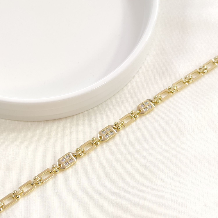 XUPING TAŞ DETAYLI KARE SADE BİLEKLİK GOLD 17+3 CM
