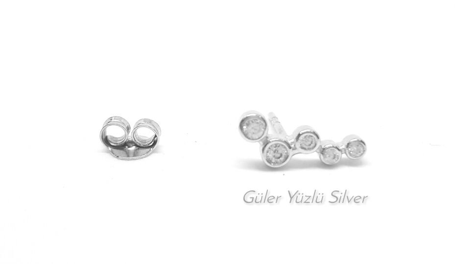 ZİRKON TAŞ ÇITIR ÇİVİ GÜMÜŞ KÜPE (TEK)