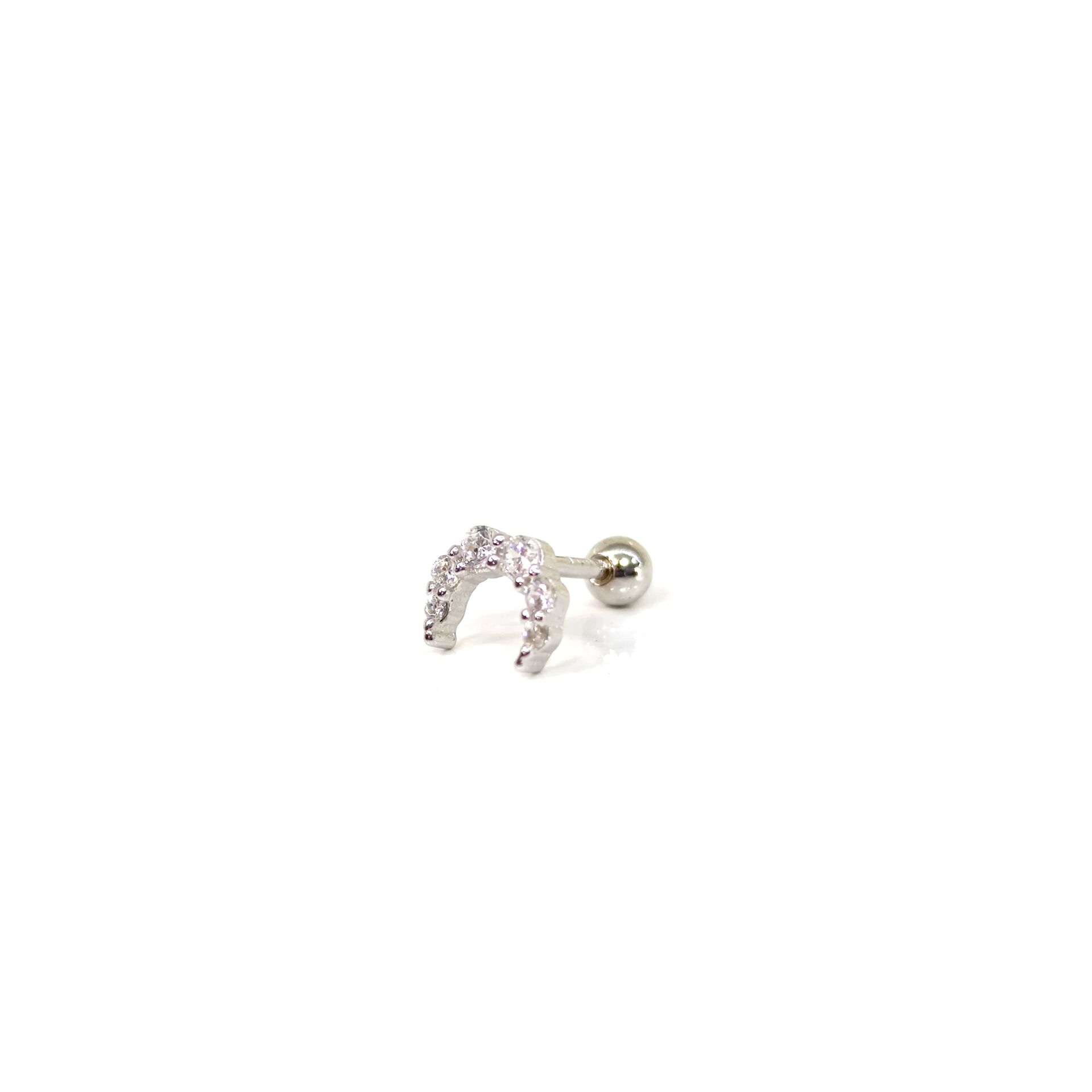 HİLAL GÜMÜŞ TRAGUS PIERCING RODYUM BEYAZ - STD