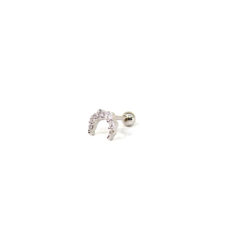 HİLAL GÜMÜŞ TRAGUS PIERCING RODYUM BEYAZ - STD
