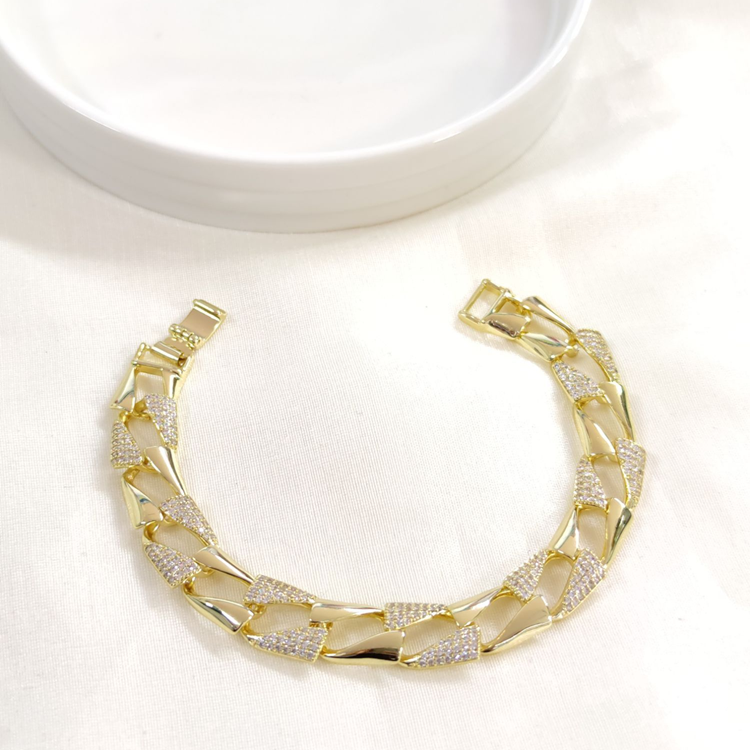 XUPING 12 MM TAŞLI KALIN GURMET BİLEKLİK GOLD 20 CM