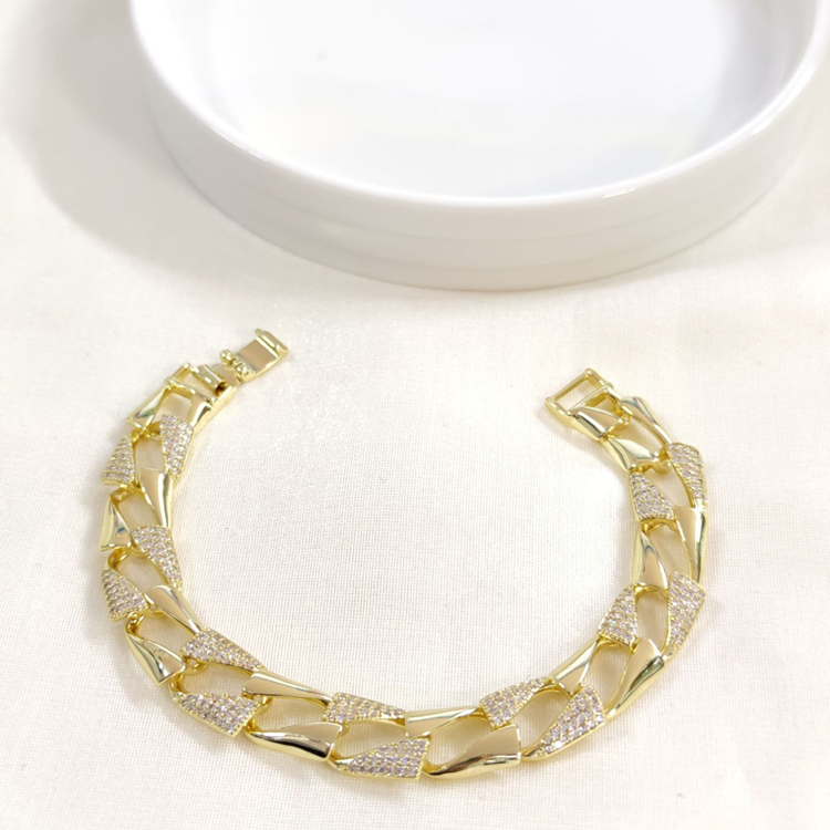 XUPING 12 MM TAŞLI KALIN GURMET BİLEKLİK GOLD 20 CM