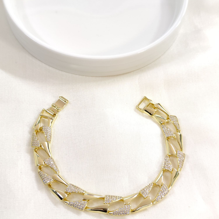 XUPING 12 MM TAŞLI KALIN GURMET BİLEKLİK GOLD 20 CM