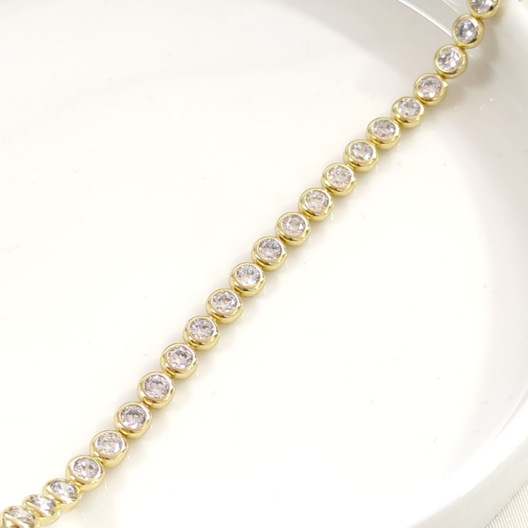 XUPING YUVARLAK SIVAMA 4 MM TAŞLI SU YOLU BİLEKLİK GOLD 17+2 CM