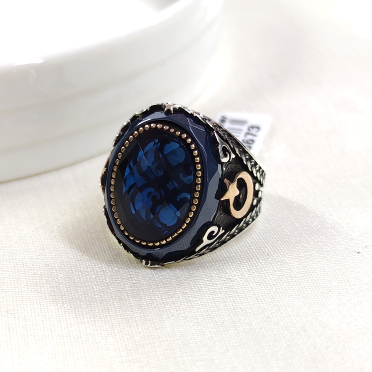 LACİ TAŞLI OVAL GÜMÜŞ ERKEK YÜZÜK