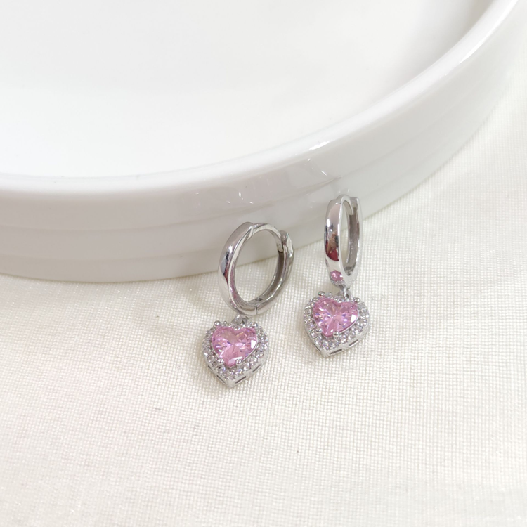 PEMBE KALP HALKA GÜMÜŞ KÜPE