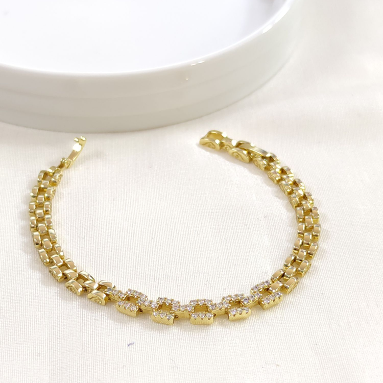 XUPING MİNİ KARE TAŞLI BİLEKLİK GOLD 17+2 CM