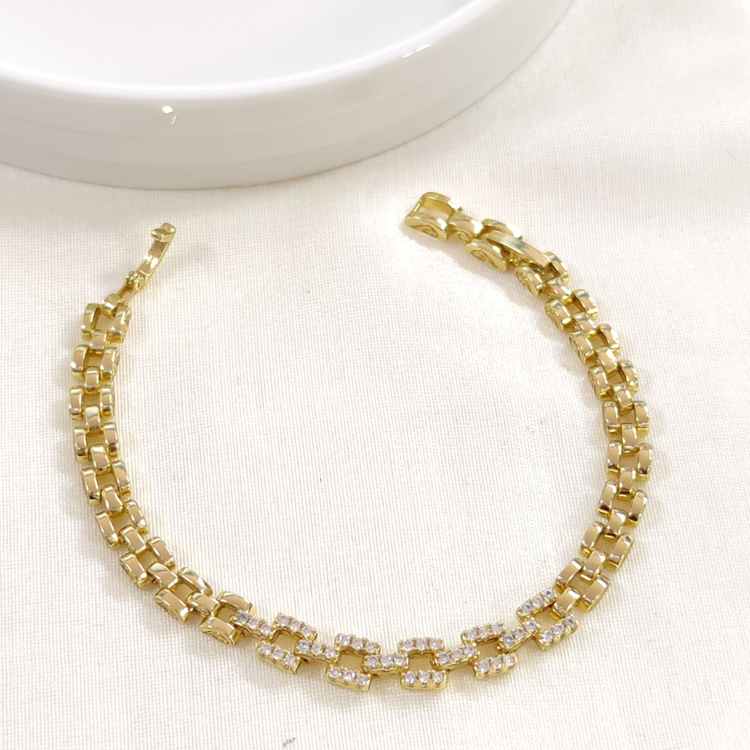 XUPING MİNİ KARE TAŞLI BİLEKLİK GOLD 17+2 CM