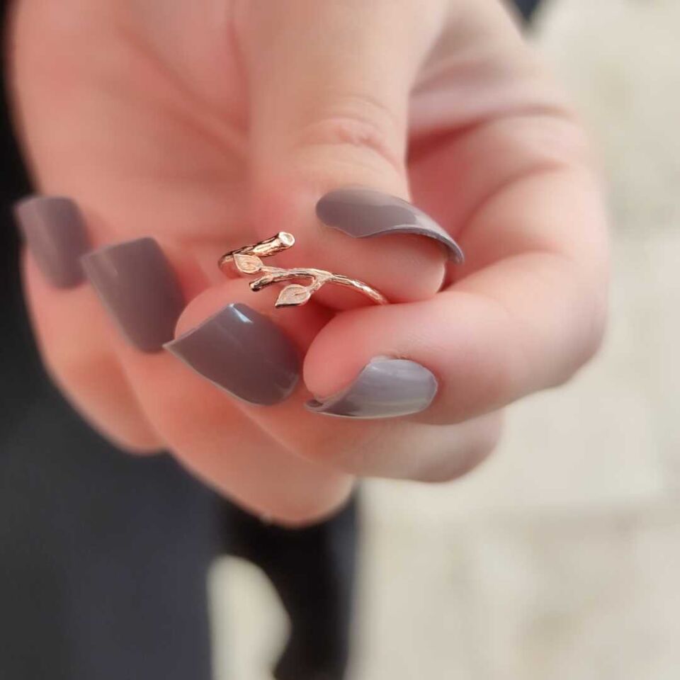 DAL YAPRAK GÜMÜŞ YÜZÜK ROSE BAKIR - STD