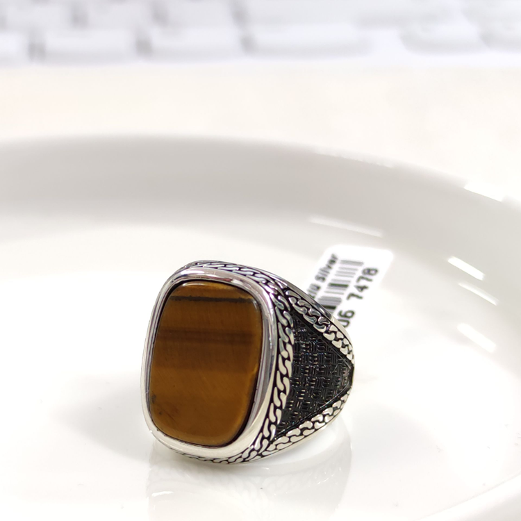 KAPLAN GÖZÜ GÜMÜŞ ERKEK YÜZÜK