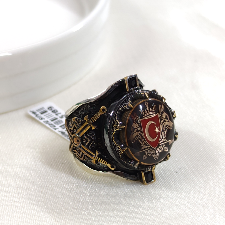 KURT AY YILDIZ GÜMÜŞ ERKEK YÜZÜK